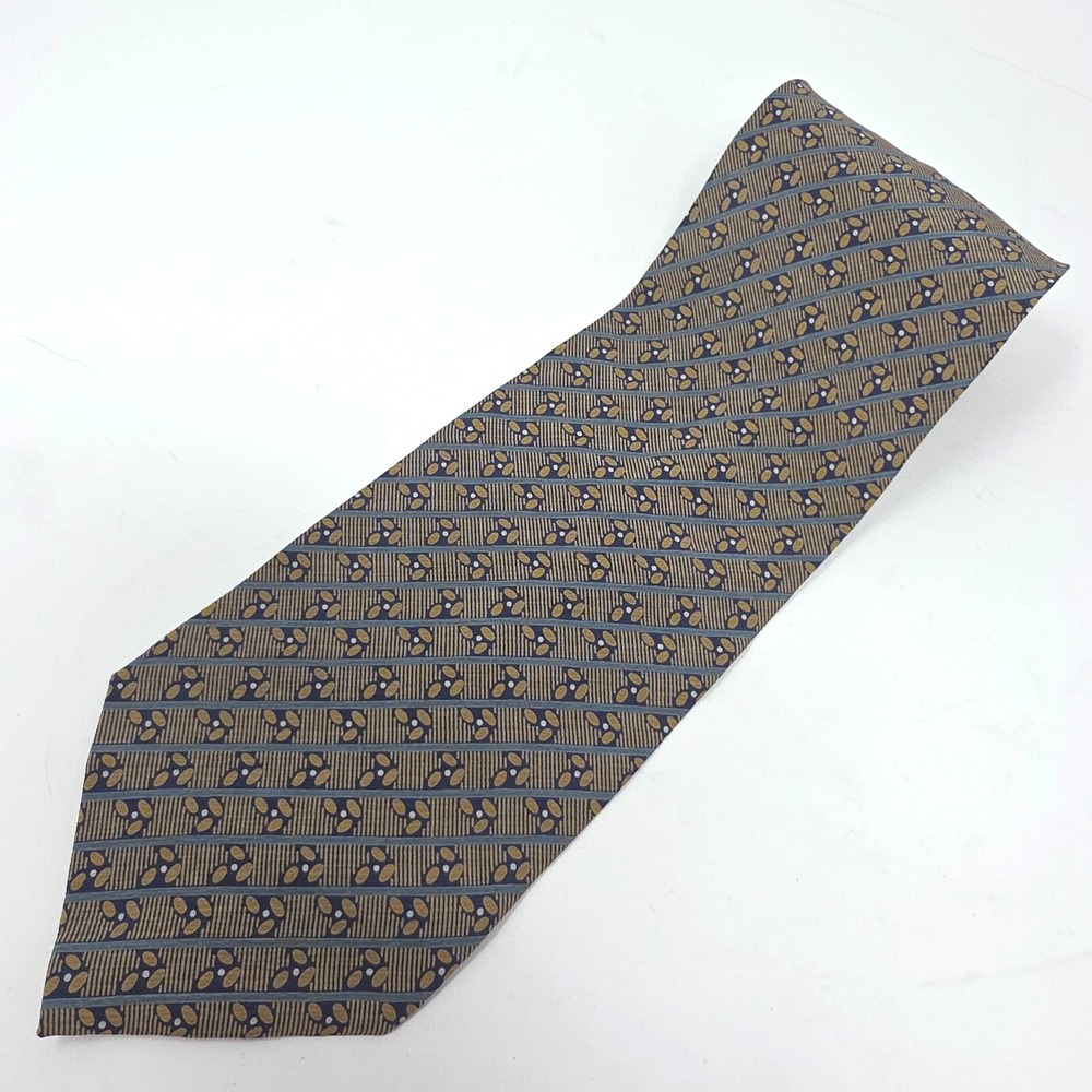 Giorgio Armani Cravatte Tie Mens Brown Blue‎ Silk Geometric Italy Formal 54"